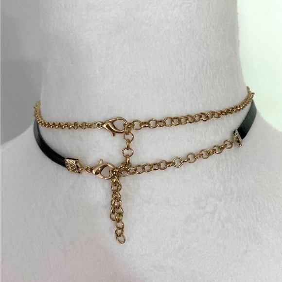 2pc Gold and Black Choker Set - Picture 3 of 3